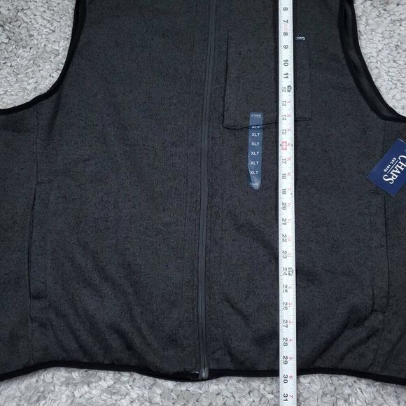 Chaps Black Gray Coastal Sweater Fleece Vest Men's Big & Tall Size XLT Full Zip - Picture 6 of 7